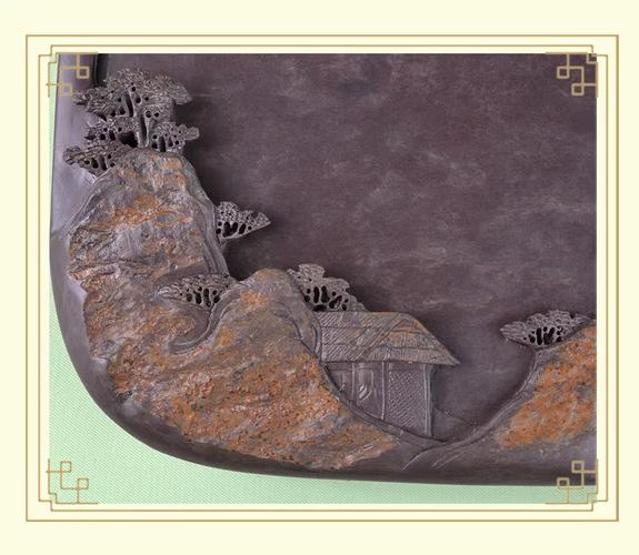 中国高级工艺美术师马国富工作室作品 《松山仙阁》砚